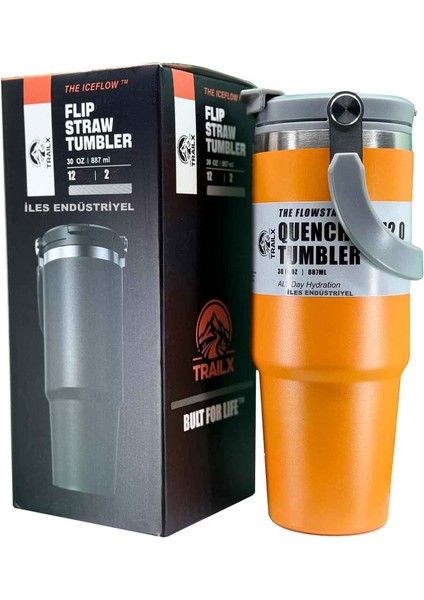 Vakumlu Termos, Paslanmaz Çelik 30 OZ/887 Ml, Orange
