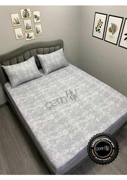 Kumaş Lastikli Çarşaf Seti Çift Kişilik ve Battal Boy Gölge Soft Gri 160 x 200