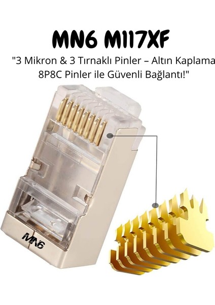 M117XF Cat6 Jack/90 Adet-Metal Ez/yeni Nesil RJ45 Cat6-8p/8c Açık Uçlu/cat6 Konnektör