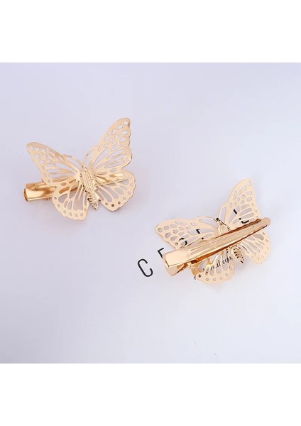 Sağ Parlak Kelebek Saç Klipleri Metal Altın Kelebek Firkete Gelin Başlığı Saç Tokaları Headdress Takı Şekillendirici Aksesuarları Aracı (Yurt Dışından) fırsatları
