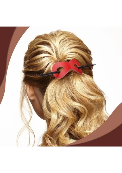 Kırmızı Ahşap Topuz Firkete Deri Saç Tokası Basit Saç Tokası Headdress Pu Deri Saç Tokası Kadın Kuaförlük Araçları (Yurt Dışından)