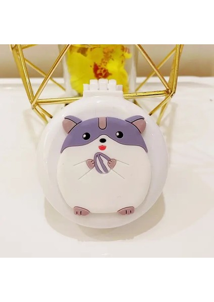 Beyaz-Hamster Makyaj Aynası ile Sevimli Katlanır Masaj Tarağı Seyahat Taşınabilir Plastik Hava Yastığı Küçük Tarak Saç Fırçası Karikatür Ayı Hava Yastığı Tarak (Yurt Dışından)