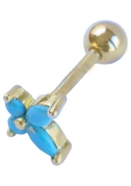 Turkuaz Taşlı Mini Gold Gümüş Tragus fiyatları
