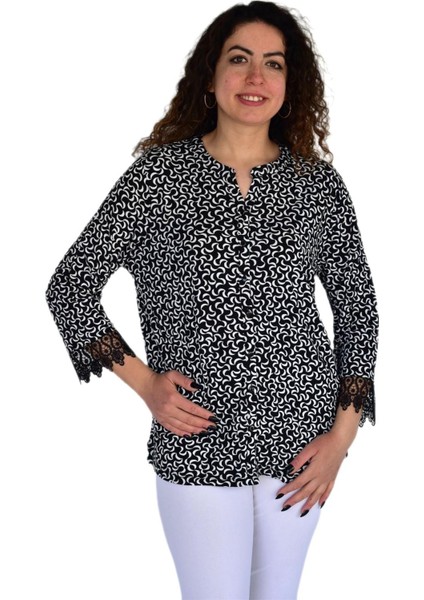 Kadın Leopar Desen Baskılı Viscon Bluz BGL-ST04281