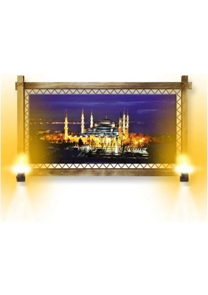 Kanvas Camii Rustik Lambalı Tablo