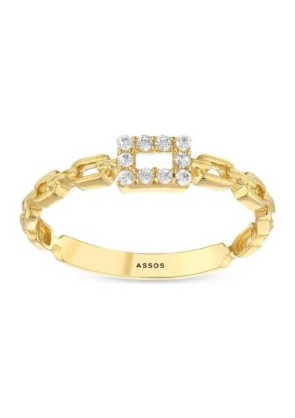 Taşlı Tasarım Altın Yüzük - 14K - 1.30 gr