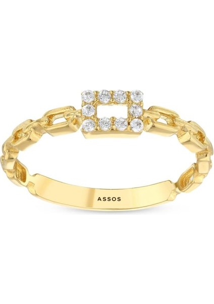 Taşlı Tasarım Altın Yüzük - 14K - 1.30 gr