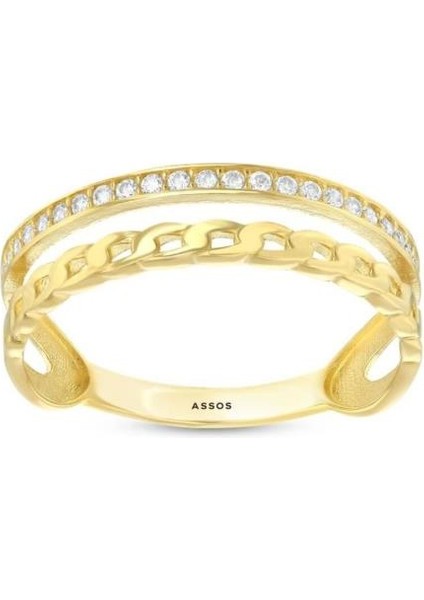 Zincir Formlu Altın Yüzük - 14K - 1.44 gr