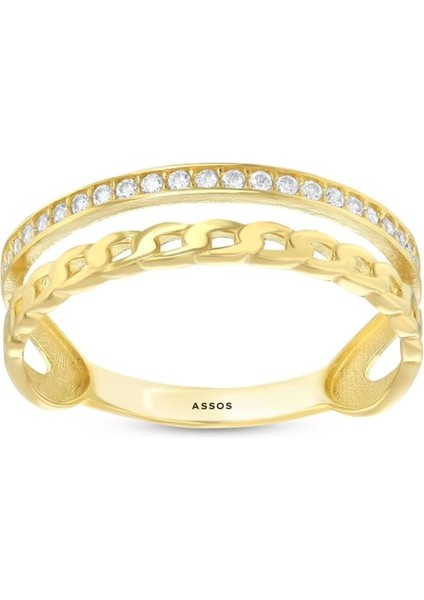 Zincir Formlu Altın Yüzük - 14K - 1.44 gr