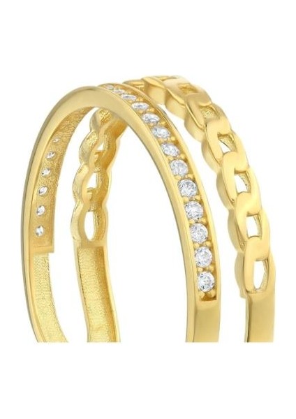Zincir Formlu Altın Yüzük - 14K - 1.44 gr