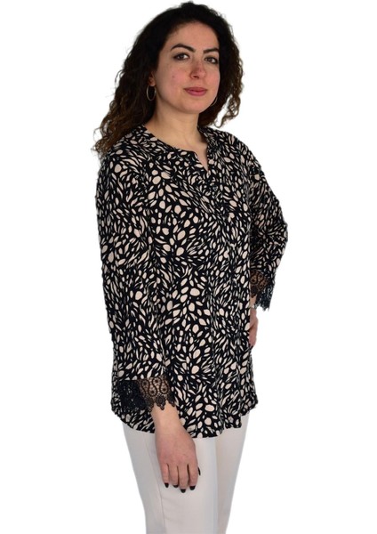 Kadın Leopar Desen Baskılı Viscon Bluz BGL-ST04281 fırsatları