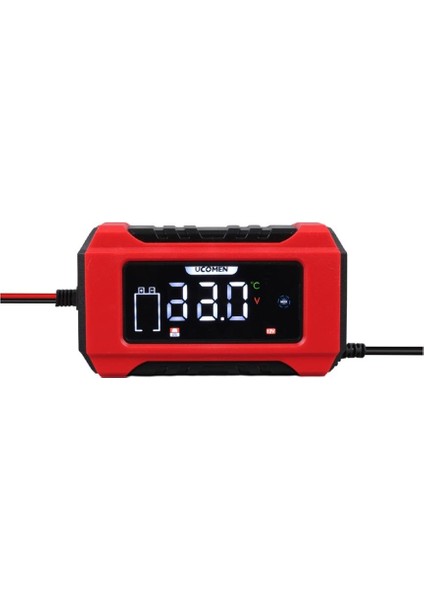 Ucomen 12V Şarj Redresörü (Akıllı Akü Şarj Cihazı) Otomatik 6 A LCD Büyük Ekran Kırmızı (+Agm/jel)