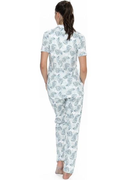 U.s Polo Assn. 20087 Kadın Kısa Kollu Gömlek Pijama Takım-Mavi