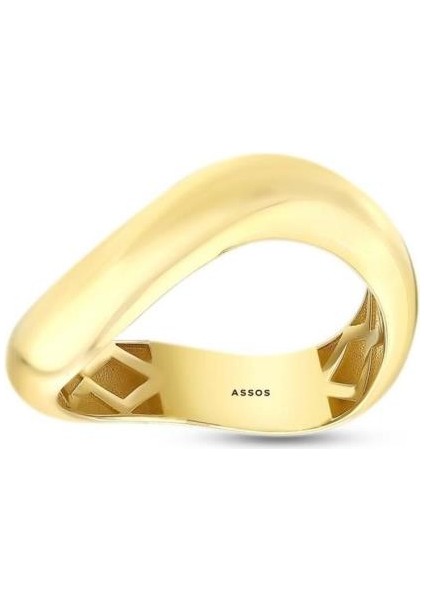 Asimetrik Tasarım Altın Yüzük - 14K - 3.09 gr