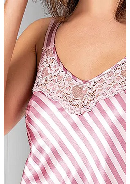 300 Kadın Saten Ip Askılı Şortlu Pijama TakımPembe