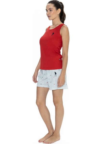 20061 Kadın Kalın Askılı Bisiklet Yaka Şortlu Pijama Takımı-Kırmızı modelleri