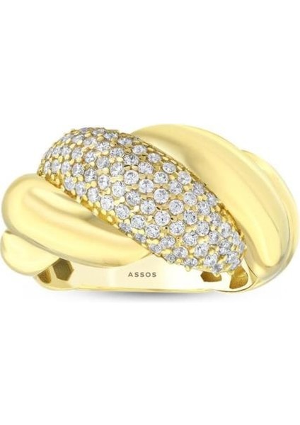 Taşlı Tasarım Altın Yüzük - 14K - 3.24 gr
