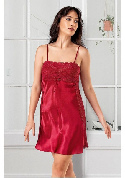 11725 Kadın Ip Askılı Gecelik-Bordo
