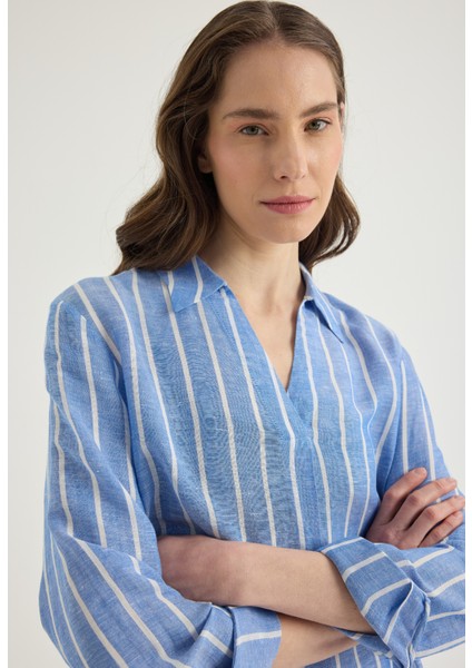 Keten Karışımlı Popover Bluz