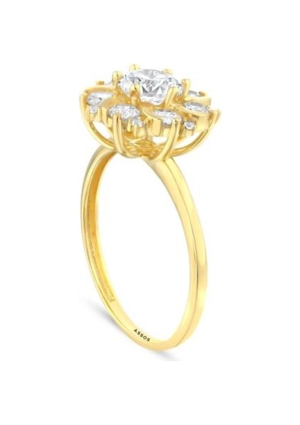 Taşlı Tasarım Altın Yüzük - 14K fiyatları