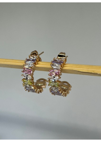 Sera Renkli Taşlı Altın Kaplama Rose Gold Çelik Küpe fiyatları