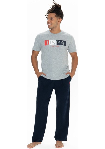 18899 Erkek Kısa Kollu Bisiklet Yaka Pijama Takımı-Gri