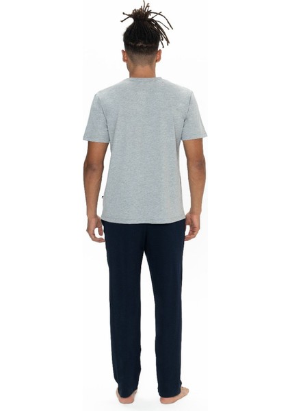 18899 Erkek Kısa Kollu Bisiklet Yaka Pijama Takımı-Gri modelleri