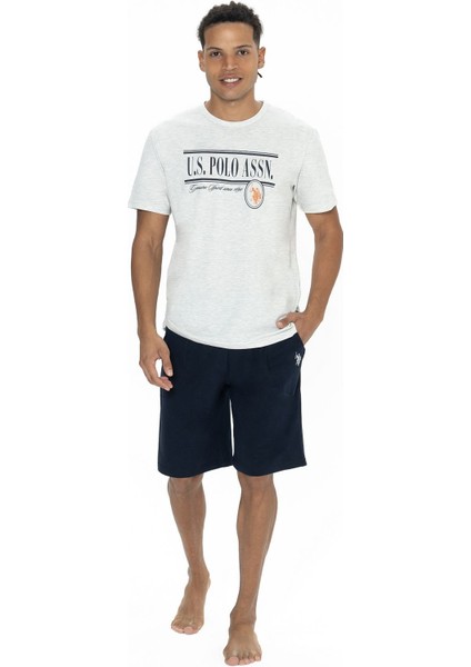 18874 Erkek Kısa Kollu Bisiklet Yaka Şortlu Pijama Takımı-Karmelanj