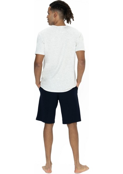 18874 Erkek Kısa Kollu Bisiklet Yaka Şortlu Pijama Takımı-Karmelanj modelleri