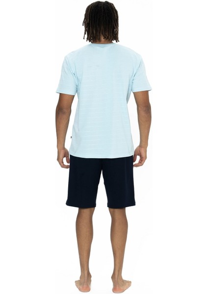 U.s Polo Assn. 18881 Erkek Kısa Kollu Bisiklet Yaka Şortlu Pijama Takımı-Mavi modelleri