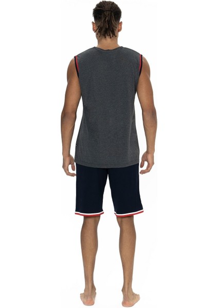 18872 Erkek Kolsuz Bisiklet Yaka Şortlu Pijama Takımı-Antrasitmelanj fırsatları