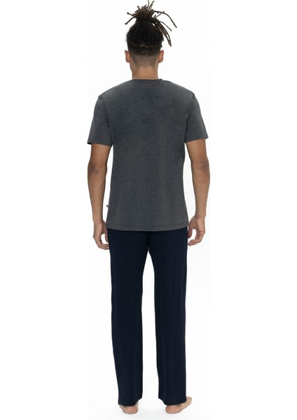 18895 Erkek Kısa Kollu Bisiklet Yaka Pijama Takımı-Antrasitmelanj modelleri