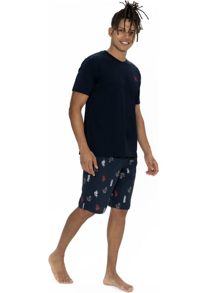 18867 Erkek Kısa Kollu Bisiklet Yaka Şortlu Pijama Takımı-Lacivert fiyatları