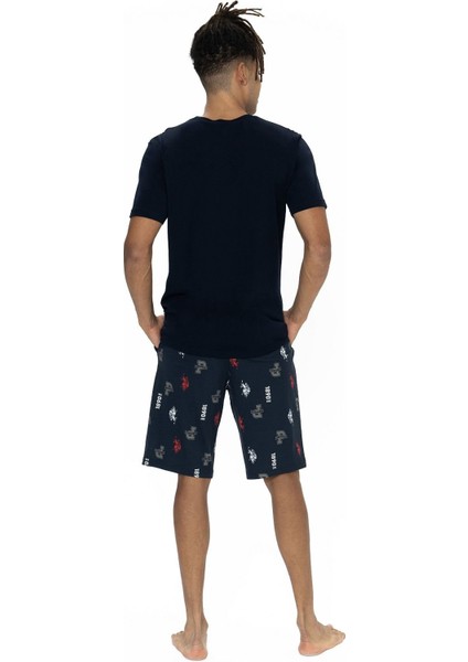 18867 Erkek Kısa Kollu Bisiklet Yaka Şortlu Pijama Takımı-Lacivert fırsatları