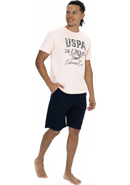 U.s Polo Assn. 18877 Erkek Kısa Kollu Bisiklet Yaka Şortlu Pijama Takımı-Pembe fiyatları