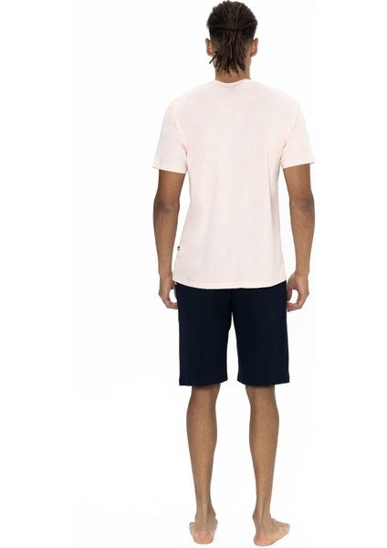 U.s Polo Assn. 18877 Erkek Kısa Kollu Bisiklet Yaka Şortlu Pijama Takımı-Pembe modelleri