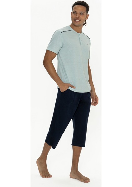 U.s Polo Assn. 18887 Erkek Kısa Kollu Bisiklet Yaka Kapri Pijama Takımı-Mint fiyatları