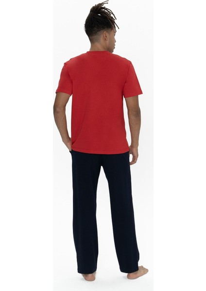 U.s Polo Assn. 18901B Erkek Büyük Beden Kısa Kollu Yakası Düğmeli Pijama Takımı-Kırmızı fırsatları