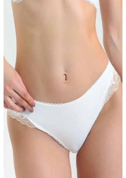440 Kadın Önü Kumaş Arkası Dantel Külot-Ekru modelleri