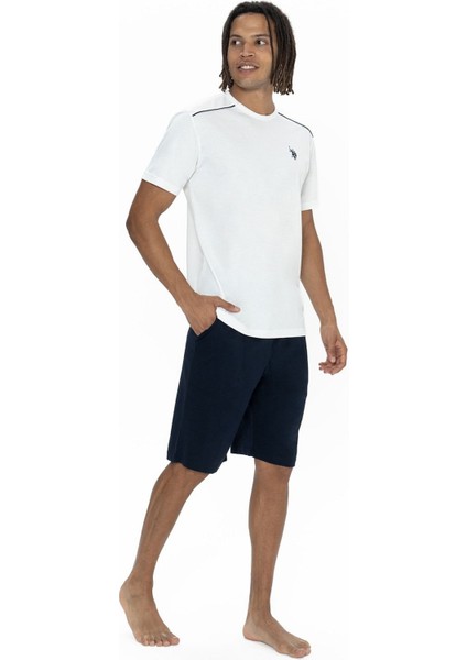 18905 Erkek Kısa Kollu Bisiklet Yaka 3'lü Pijama Takımı-Ekru fiyatları