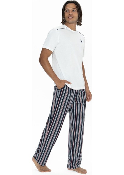 18905 Erkek Kısa Kollu Bisiklet Yaka 3'lü Pijama Takımı-Ekru fırsatları