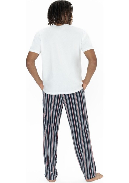 18905 Erkek Kısa Kollu Bisiklet Yaka 3'lü Pijama Takımı-Ekru indirimleri