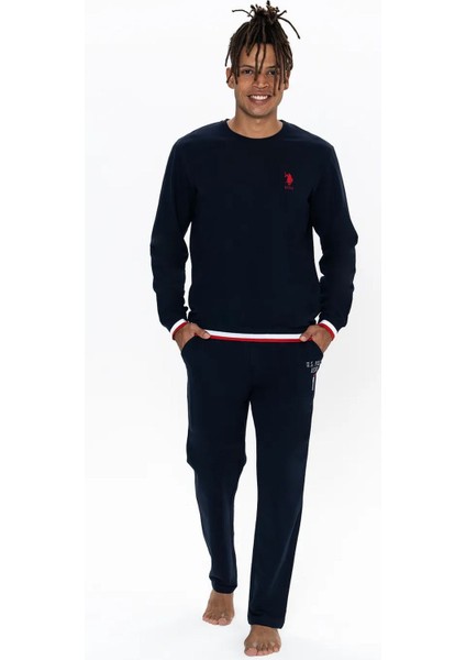 18920 Erkek Uzun Kollu Bisiklet Yaka Rahat Ev Giyim-Lacivert fiyatları