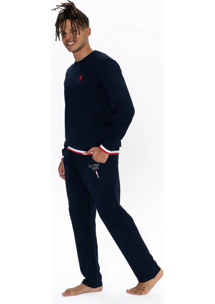 18920 Erkek Uzun Kollu Bisiklet Yaka Rahat Ev Giyim-Lacivert modelleri