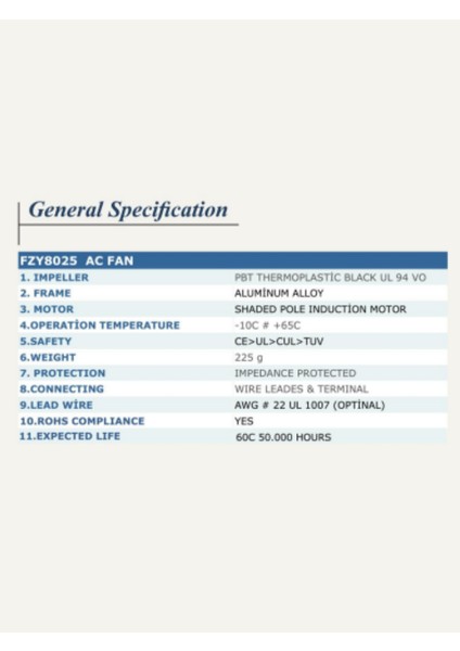 120X120X25 220V Ac 5 Kanatlı Better Fan fiyatları