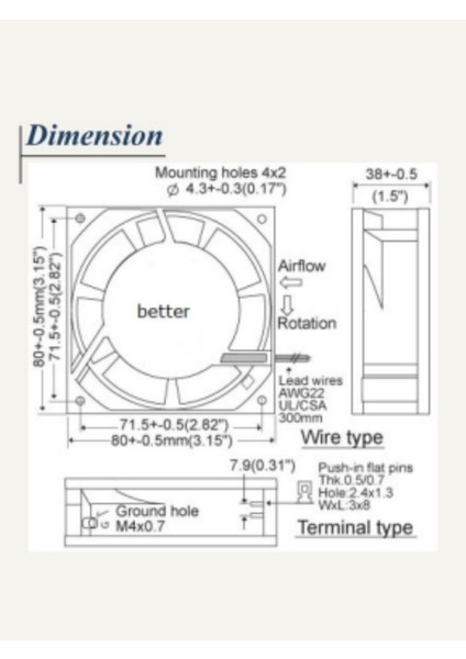 120X120X25 220V Ac 5 Kanatlı Better Fan modelleri