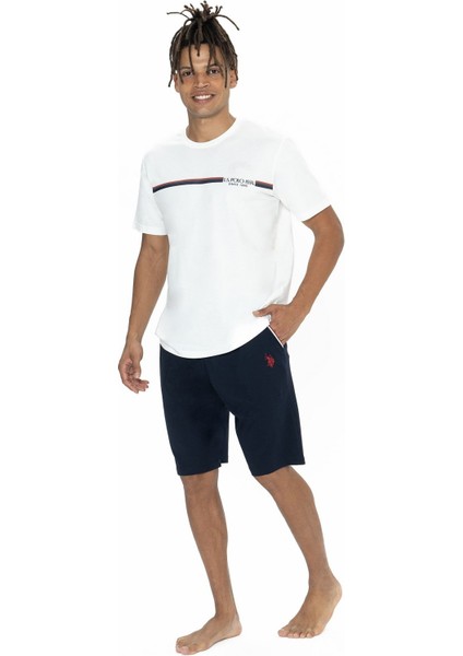 18865 Erkek Kısa Kollu Bisiklet Yaka Şortlu Pijama Takımı-Ekru fiyatları