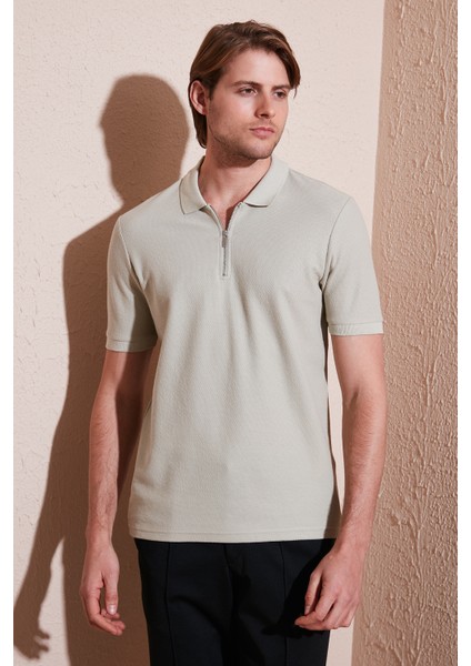 Pamuklu Regular Fit Fermuarlı Polo Yaka T Shirt Erkek Polo Yaka T Shirt 5902434