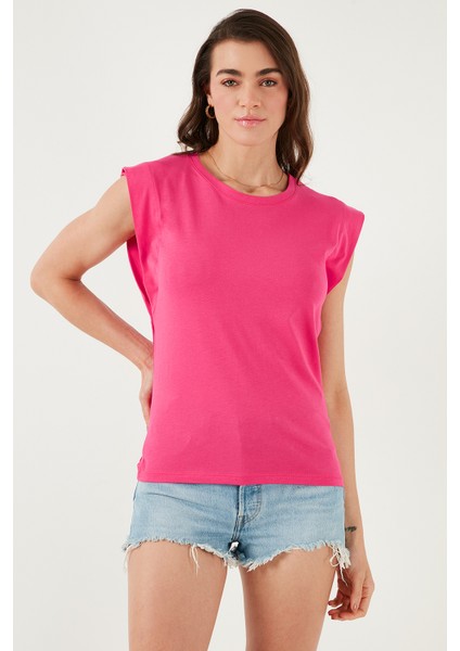 Pamuklu Bisiklet Yaka Kolsuz T Shirt Bayan T Shirt 5864019
