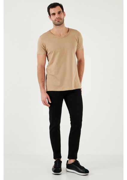 Pamuklu Slim Fit V Yaka Basic T Shirt Erkek T Shirt 5412001